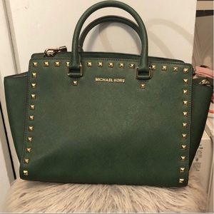 Michael kors green satchel
